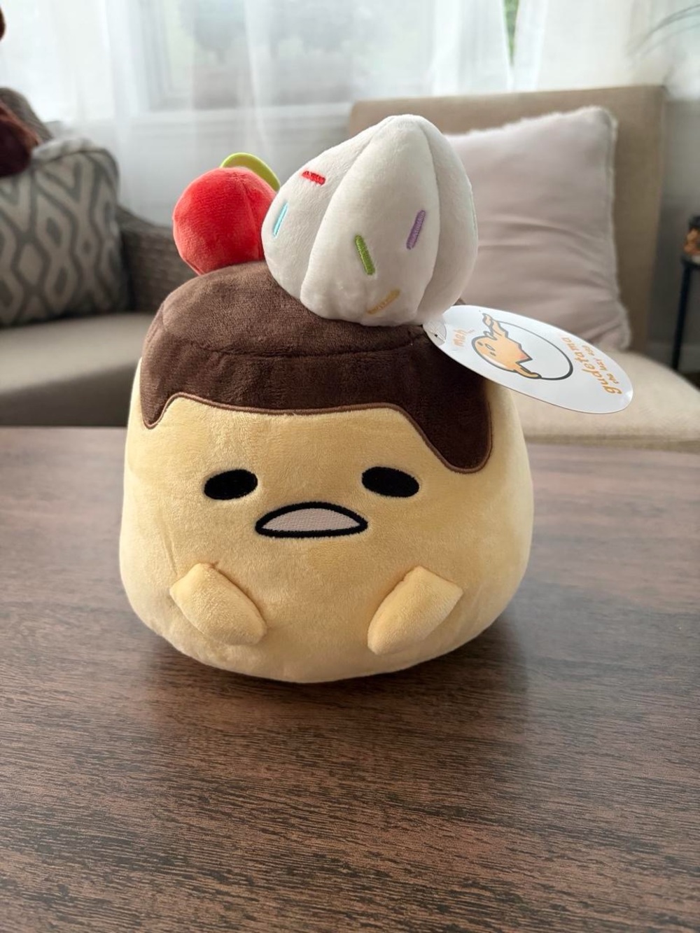 GUND Sanrio Gudetama The Lazy Egg Stuffed Animal, Flan Gudetama Plush Toy - Picture 3 of 7